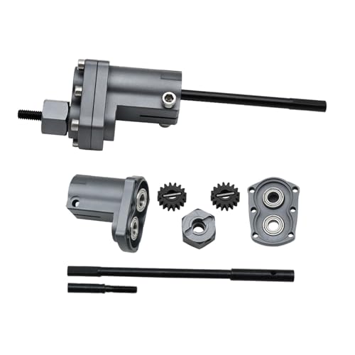 1/10 RC Crawler Aluminum Portal Front and Rear Axle Set for Axial SCX10 II 90046 90047 AR44 – CNC Alloy Axles with Steering Link Upgrade Parts for SCX10 Trucks (Gray Set) - color: Gray Set