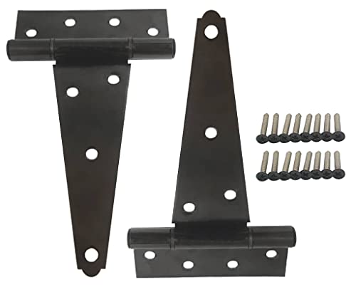 Stainless Steel Extra Heavy Tee Hinge, 6" x 2.5mm, with Stainless Screws & Hinge Pin, Black Coated, 2 Pack - color: Black Coated, size: 2pack(6")