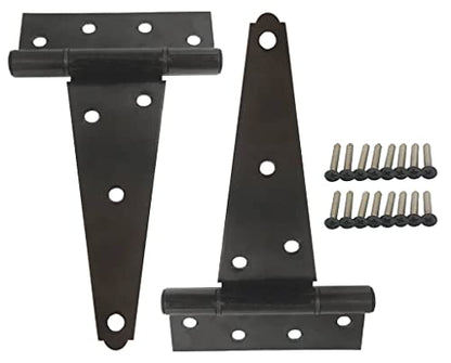 Stainless Steel Extra Heavy Tee Hinge, 6" x 2.5mm, with Stainless Screws & Hinge Pin, Black Coated, 2 Pack - color: Black Coated, size: 2pack(6")