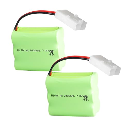 2Pack 7.2V 2400mAh NI-MH Battery Pack RC Car Truck Rechargeable Replacement AA Battery Cell with KET-2P Connector for RC Toys,Drone DIY - size: 2Pack