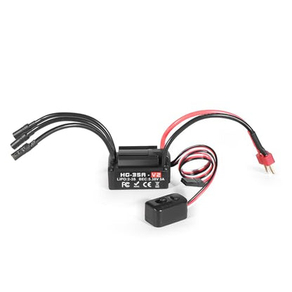 RiToEasysports Brushless ESC, Waterproof and Compatible for 1/10 RC Crawler Cars, Black T Plug Electronic Speed Controller for Off-Road Enthusiasts and Wet Terrain Crawling - color: Black T Plug