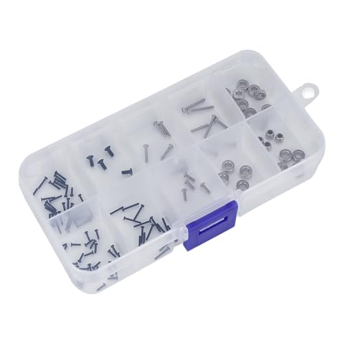100PCS Screw Box Kit,SCX30 Stainless Steel Screws Nut Set Tools for Axial 1/30 SCX30 RC Car Accessories