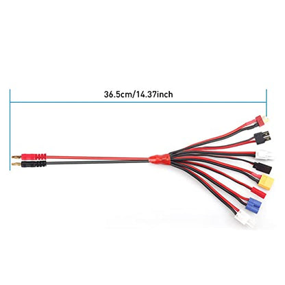 RC Connector 8 in 1 Octopus Convert Cable to 4.0mm Banana Plug Lead Cable | With TRX, T-Plug, Futaba, Tamiya Mini, XT60, EC3, JST, Tamiya, for RC Lipo Battery Charger