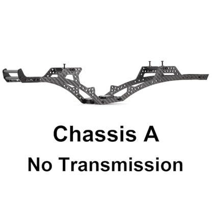 Carbon Fiber 1/10 LCG Chassis Kit with Delrin Skid Front Bumper Body Mount | Low Center of Gravity, 8° Angled Skid, Multiple Holes Shock Towers, Fits Straight Axle and Portal Axle