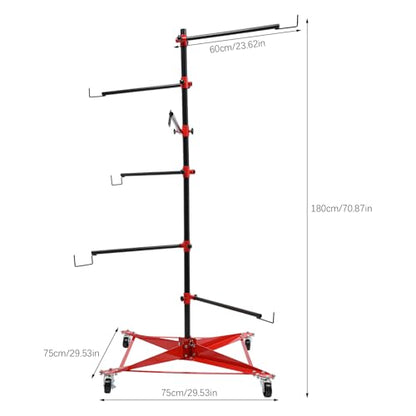 Auto Body Panel Tree Holder Paint Stand, 330 lbs Capacity, Adjustable Center Post Hang Paint Spray Stand with 4 Lockable Wheels & 6 Hook Levers for Automotive Doors Bumpers Fenders Hoods(Height 71'') - size: 75x75x180cm