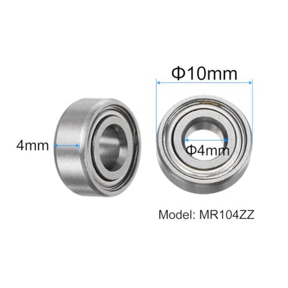 uxcell 20pcs MR104ZZ Deep Groove Ball Bearings 4x10x4mm Chrome Steel Miniature Bearing Double Shielded Precision Bearings, P6 (ABEC 3) - size: 4x10x4mm