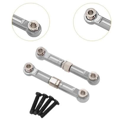 2X 1/14 RC Steering Linkage Aluminum Alloy Adjustable Tie Rods for 14211 Model RC Hobby Car Parts- Silver - color: Silver