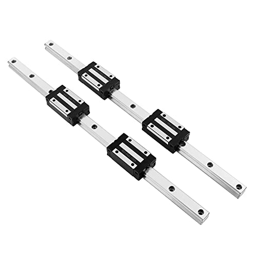 [2 Pack] HGR20/HGH20 250mm / 9.84inch Linear Sliding Rail Guide with 4 HGH20CA Linear Bearing Sliding Carriage Block for 3D Printer, CNC Machine and Routers (250mm, HGR20/HGH20) - size: 250mm