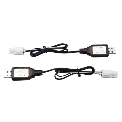 Blomiky 2 Pack 9.6V 200mA NiCD/NiMH Male Standard Tamiya USB Charge Cable for RC Cars Monster Trucks /9.6V Tamiya USB 2