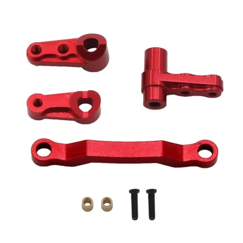 for Buggy for Remo for Hobby Smax 1631 1635 1651 1655 1/16 Metal for Swing Arm Axle Mount C Base Steering Group Cup RC Car Upgrade Parts RC Car Parts(Red,Steering Set) - color: Red, size: Steering set