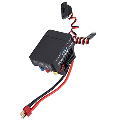 RC 80A Brushless ESC with Smooth Accelerator Linearity, 2 to 4S Water proof Speed Controller for 1/8 RC Car Truck, Inbuilt Efficient Sbec, Multiple Features