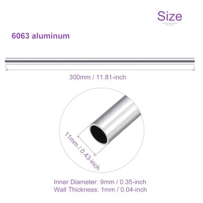 DMiotech 3Pack (11mm OD x 9mm ID) 6063 Aluminum Round Tube 300mm Length Industry Metal Tubing for Machinery Frame Construction DIY Projects - size: 11mm x 9mm x 300mm