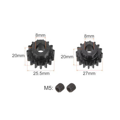 uxcell Mod 1.5 Pinion Gear Set 8mm Shaft 15T 16T Motor Gears Hardened Steel Pinion Gear for RC Car (2pcs) - size: Mod 1.5 x 8mm Shaft x 15T 16T Motor