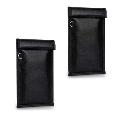 2 PCS Phone Faraday Bags, Water and Fireproof Signal Shielding Pouch for Phone Car Key Walkie-talkies, No Interference Foldable Storage Bag, WiFi/RFID/GPS Signal Jammer (Black)