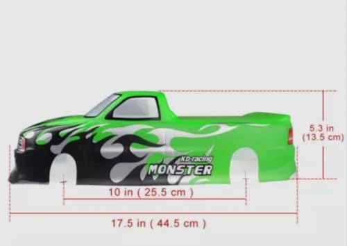 1/10 Scale RC Painted Drift Racing Touring On-Road Car Body Shell for Pick Up Truck F150 Style (Red) - color: Red