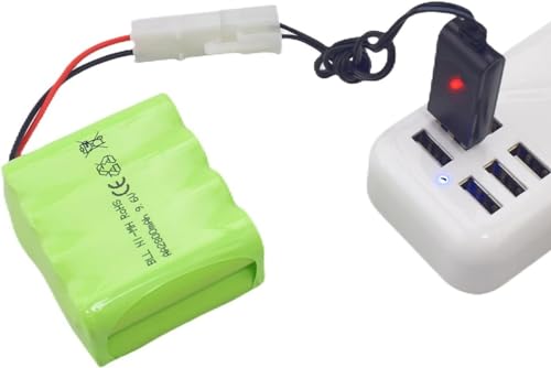 1PCS AA 9.6V 2800mAh Ni-MH High Capacity Battery with Tamiya Plug and USB Charging Cable for Toy Tank Engineering, Flat Semi-Trailer Truck, RC Car Spare Battery Pack