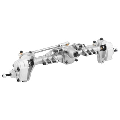 RC Front Axle，Aluminum Alloy Front and Rear Portal Axles Assembly 250mm/9.8in Length Metal Upgrades Accessories for 1.9 UTB RC Car (Silver) - color: Silver