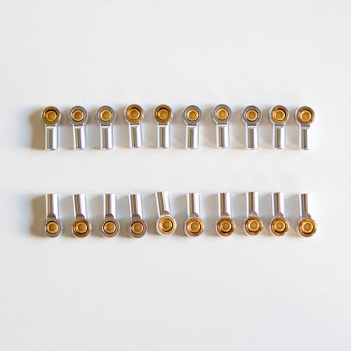 [20Pcs] M3 RC Ball Joint Rod End Links, CNC Aluminum Alloy M3 Rod Ends with Gold-Plated Copper Ball, Precision Linkage Ends for 1/10 RC Crawler Axial SCX10, Traxxas, Tamiya, Redcat -Silvery - color: Silvery