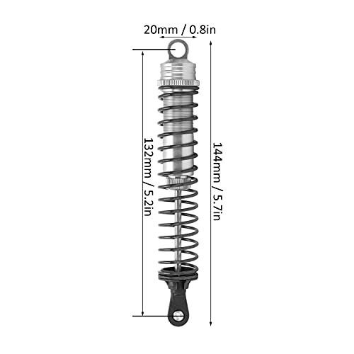 RC, Oil Filled Adjustable Damper with Elastic Spring 144mm for RC Crawlers Off Road Vehicles Trail Rock Crawling Racing - color: Silver