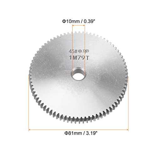 HARFINGTON Straight Spur Gear 10mm Bore 79T Mod-1 Hardened 45# Steel Spur Diff Differential Motor Gear RC Car Replacement Parts - style: 79T