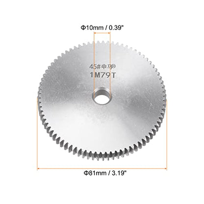 HARFINGTON Straight Spur Gear 10mm Bore 79T Mod-1 Hardened 45# Steel Spur Diff Differential Motor Gear RC Car Replacement Parts - style: 79T