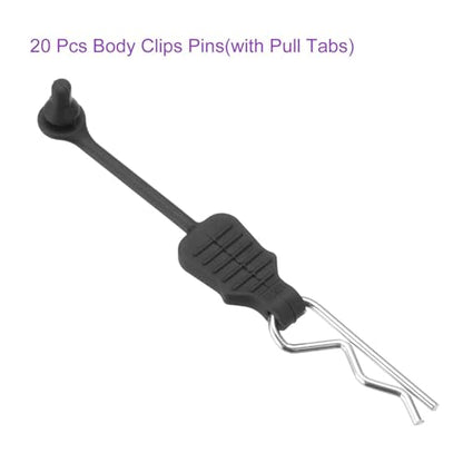 DMiotech 20Pcs Body Clips Pins with Pull Tabs, Silvery Universal RC Cars Parts Shell Replacement Parts for 1/10 1/8 Scale RC Car