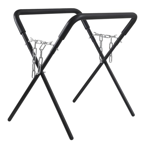 Folding Work Stand (1-Pack), 500-Pound Adjustable Folding Stand for Automotive Repair, Woodworking & Surfboards, Black
