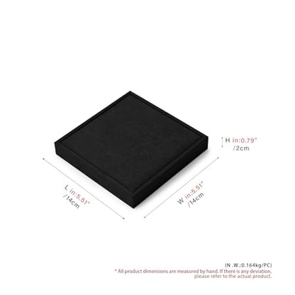 Oirlv Black Microfiber Jewelry Necklace Display Tray | Black Microfiber Finish, 5.51"X5.51"X0.79", Holds Multiple Necklaces, Soft Non-Abrasive Material, Clean Professional Display - style: P13709