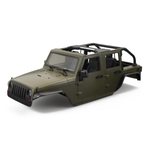 1/10 RC Jeep Wrangler Convertible Hard Shell Kit, for 1/10 RC Crawler TRX4 Axial SCX10 90046 90027 313 Wheelbase Shell Modification Accessories (Military Green) - color: Military Green