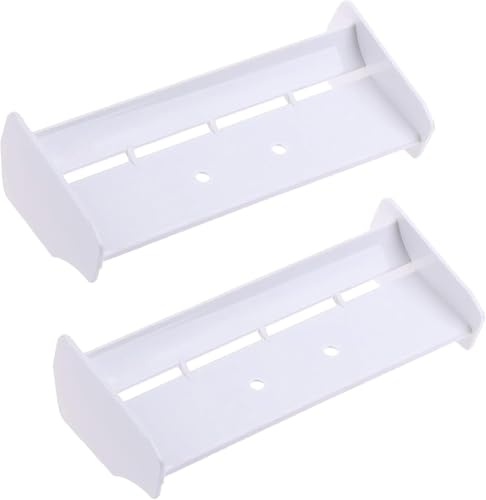 2 Pack 1/10 RC Plastic Rear Spoiler Compatible with 1:10 Scale RC Off-Road Short Course Truck Buggy Racing Rear Wing Tail (White) - color: White