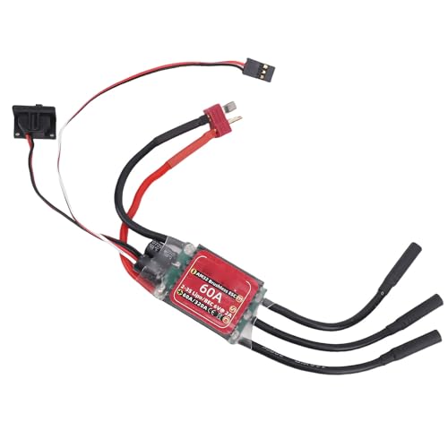 Cryfokt Brushless Motor ESC, 60A Adjustable Drag Brake Sinusoidal Start Electric Speed Controller, RC Car ESC with Bidirectional Modes for 2847 540 3650 Brushless Motor RC Cars Boats