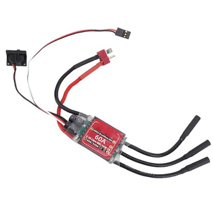 Cryfokt Brushless Motor ESC, 60A Adjustable Drag Brake Sinusoidal Start Electric Speed Controller, RC Car ESC with Bidirectional Modes for 2847 540 3650 Brushless Motor RC Cars Boats