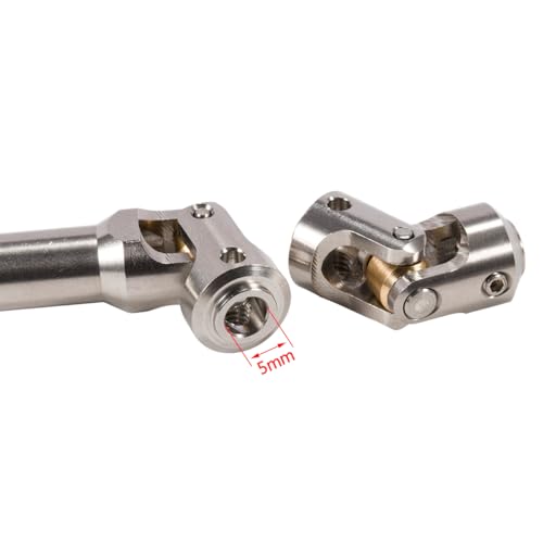 1/10 RC Drive Shaft - 68-229mm Cut-to-Length Stainless Steel Driveshaft Kit for TRX4 TRX6 SCX10 Capra - 2PCS CNC Machined Universal Joint Shafts with M4 Screws (Silver) - color: Silver