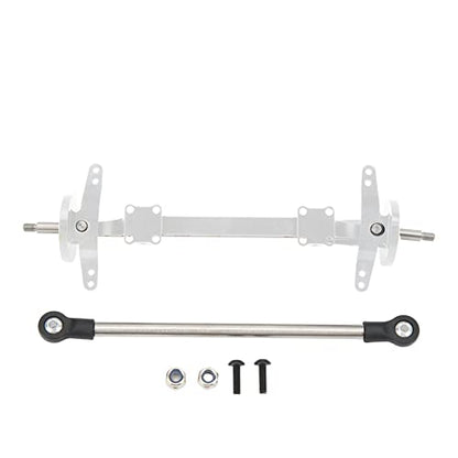 Aluminum Alloy Front Axle and Steering Link Rod Set, Heavy Duty Metal RC Front Steering Axle Kit with Linkage for 1/14 RC Unpowered Tractor Truck (Silver) - color: Silver