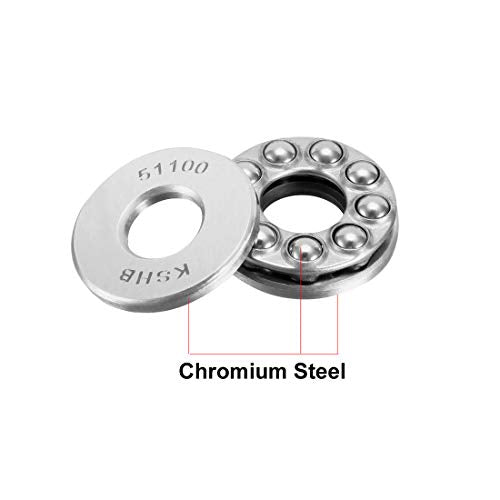 uxcell 51100 Thrust Ball Bearings 10mm x 24mm x 9mm Chrome Steel ABEC3 Single Row Roller 2pcs - size: 10mmx24mmx9mm