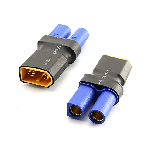 5-Pack XT60 Male Connector to EC5 Female Connector Adapter Plug for RC Lipo Battery - size: XT60 Male to EC5 Female