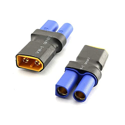 5-Pack XT60 Male Connector to EC5 Female Connector Adapter Plug for RC Lipo Battery - size: XT60 Male to EC5 Female