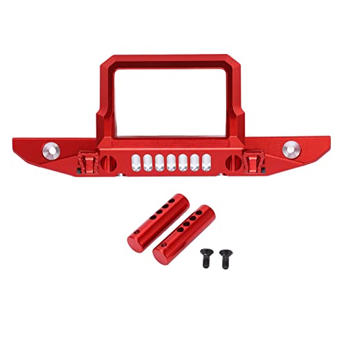 Front Bumper Aluminum Alloy Crawler Bumper RC Car Accessory with LED Light Hole for Axial 1/6 for SCX6 Car RC Car Upgrade Part (Red) - color: Red