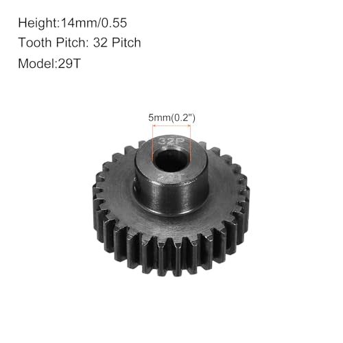 32P Steel Pinion Gear Set 29T for 5mm Shaft Hardened Steel Pinion Gear with Shaft Coupler Connector for RC Motor - style: 29T