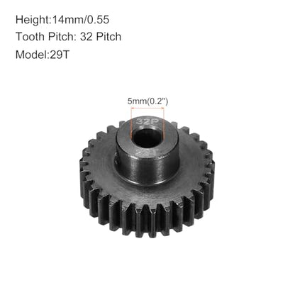32P Steel Pinion Gear Set 29T for 5mm Shaft Hardened Steel Pinion Gear with Shaft Coupler Connector for RC Motor - style: 29T