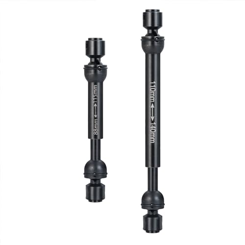 2Pcs RC Drive Shaft Hard Steel Driveshaft Front Rear Center Drive Shaft Dogbone Compatible with 1/10 Tra-xxas TRX4 Bronco Defender RC Crawler Car Upgrades (88-115mm & 110-140mm, Black)