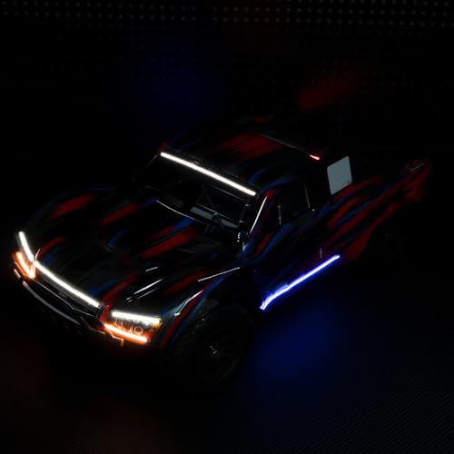 1/10 Slash 2WD RC Car Full Car Front & Rear LED Light Spotlight Kit | Light Bar Roof Lamp LED Headlight Taillights Set compatible with 1/10 Traxxa Slash 2WD Hoss Rustler VXL Stampede RC Truck