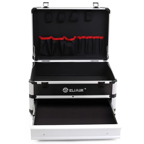 E ELIAUK Tool Box Tool Organizer Storage Cabinet Carry Case Tool box with DrawersSilver - color: Silver