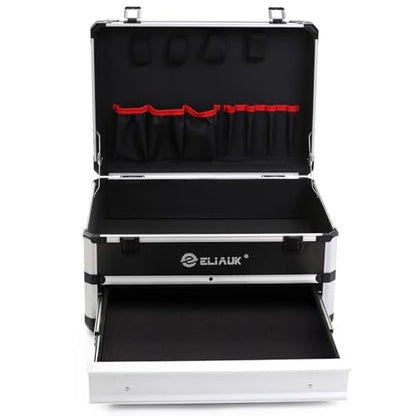 E ELIAUK Tool Box Tool Organizer Storage Cabinet Carry Case Tool box with DrawersSilver - color: Silver