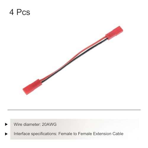 MECCANIXITY Battery Balance Plug Connector Cable Female to Female Extension Cable Leads Extension Cable for RC Car Airplanes Remote Control 4Pcs