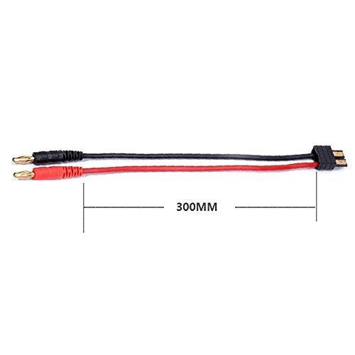FLY RC 2pcs RC Lipo Battery Charge Cable with 4.0mm Gold Plated Banana Plug 14AWG Silicone Wire Compatible with Slash/Rustler/Stampede/Bandit/E Revo RC Car Charger Lead Lipo Battery