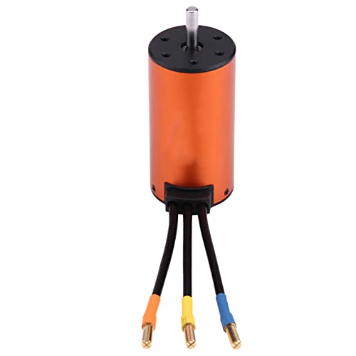 RC Car Motor Sensorless Brushless 3670 1900KV Four Pole Copper Winding 5mm Shaft 4mm Banana Plug for 1 8 1 10 Scale RC Truck Buggy Racing Upgrade