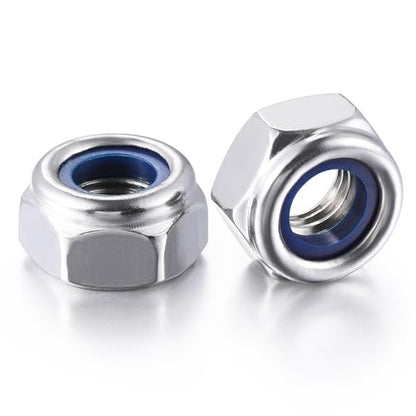 Wensilon(50pcs) M8 Self Clinching Nuts 304 Stainless Steel Self-Lock Nylon Inserted Hex Lock Nuts - size: M8