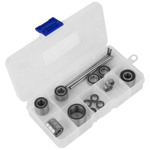 Steel Bearing Kit & Bearing Screw Kit Upgrades Part for 1/8 Kraton/Outcast/Typhon/Notorious/Talion/Senton 6s BLX,1/7 Fireteam/Mojave 6S BLX,RC Bearing Kit Rubber Seals Hops Up,Black - color: Black - (22 Pcs)