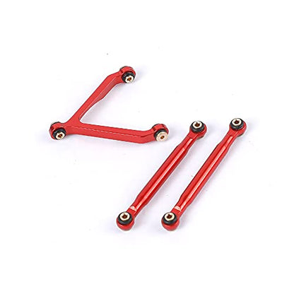 Aluminum Alloy Rod Link Suspension Linkage Kit for 1/24 RC Crawler Car SCX24 Deadbolt AXI90081 AXI00004 Upgrades (Red)